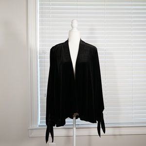 Black Velour Jacket with Ties on the Sleeves, Size XL
